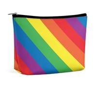 JiuPopular Neceser portátil con cremallera para uso diario, viajes, diseño de limón con flores y hojas, Rainbow Peace Love, Talla única