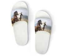 JiuPopular Pantuflas antideslizantes, deslizadores coloridos de libélula para hombres y mujeres, toboganes de ducha, Blanco Estilo 5, 42 2/3 EU