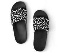 JiuPopular Pantuflas antideslizantes, deslizadores de calavera de guitarra mexicana para hombres y mujeres, toboganes de ducha, Estilo negro 2, 43.5 EU