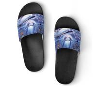 JiuPopular Pantuflas antideslizantes, deslizadores de chihuahua deprimidos para hombres y mujeres, toboganes de ducha, Estilo negro 2, 42 2/3 EU