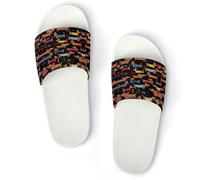JiuPopular Pantuflas antideslizantes, deslizadores de escamas de pez arcoíris para hombres y mujeres, toboganes de ducha, Blanco Estilo 2, 37 1/3 EU
