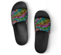 JiuPopular Pantuflas antideslizantes, deslizadores de escamas de pez arcoíris para hombres y mujeres, toboganes de ducha, Estilo negro 6, 42 2/3 EU