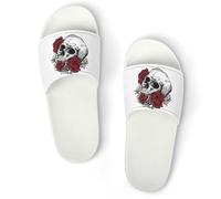 JiuPopular Pantuflas antideslizantes, deslizadores de flores de amapola roja para hombres y mujeres, toboganes de ducha