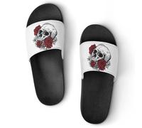 JiuPopular Pantuflas antideslizantes, deslizadores de flores de amapola roja para hombres y mujeres, toboganes de ducha