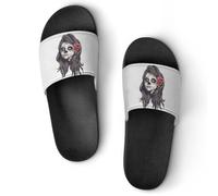 JiuPopular Pantuflas antideslizantes, deslizadores de flores de amapola roja para hombres y mujeres, toboganes de ducha