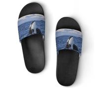 JiuPopular Pantuflas antideslizantes, deslizadores de flores de amapola roja para hombres y mujeres, toboganes de ducha
