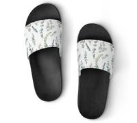JiuPopular Pantuflas antideslizantes, deslizadores de hojas de eucalipto para hombres y mujeres, toboganes de ducha, Estilo negro 1, 44 EU