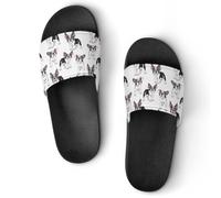 JiuPopular Pantuflas antideslizantes, deslizadores de huellas de perro para hombres y mujeres, toboganes de ducha, Estilo negro 4, 38 2/3 EU