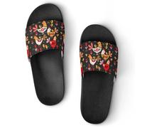 JiuPopular Pantuflas antideslizantes, deslizadores de pollo de colores extraños para hombres y mujeres, toboganes de ducha, Estilo negro 5, 37 1/3 EU