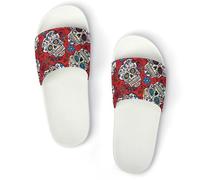 JiuPopular Pantuflas antideslizantes, deslizadores de pollo de colores extraños para hombres y mujeres, toboganes de ducha, Blanco Estilo 1, 37 1/3 EU