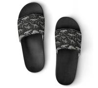 JiuPopular Pantuflas antideslizantes, deslizadores de teclas de piano musical para hombres y mujeres, toboganes de ducha, Estilo negro 1, 37 1/3 EU