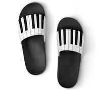 JiuPopular Pantuflas antideslizantes, deslizadores de teclas de piano musical para hombres y mujeres, toboganes de ducha, Estilo negro 6, 37 1/3 EU