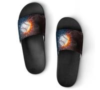 JiuPopular Pantuflas antideslizantes, deslizadores de teclas de piano musical para hombres y mujeres, toboganes de ducha, Estilo negro, 37 1/3 EU