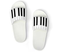 JiuPopular Pantuflas antideslizantes, deslizadores de teclas de piano musical para hombres y mujeres, toboganes de ducha, Blanco Estilo 6, 37 1/3 EU