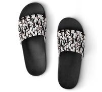 JiuPopular Pantuflas antideslizantes, deslizadores del alfabeto en lenguaje de señas para hombres y mujeres, toboganes de ducha, Estilo negro 3, 42 1/3 EU