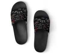 JiuPopular Pantuflas antideslizantes, deslizadores del alfabeto en lenguaje de señas para hombres y mujeres, toboganes de ducha, Estilo negro 1, 42 1/3 EU