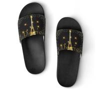 JiuPopular Pantuflas antideslizantes, deslizadores Golden Retriever para perros para hombres y mujeres, toboganes de ducha, Estilo negro 5, 38 2/3 EU