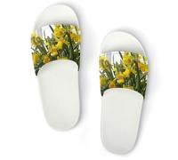 JiuPopular Pantuflas antideslizantes, diseño de ramo de narcisos para hombres y mujeres, toboganes de ducha, Blanco Estilo 1, 37 1/3 EU