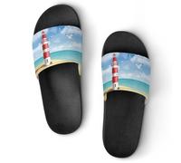JiuPopular Pantuflas antideslizantes, hermosas luces del norte para hombres y mujeres, toboganes de ducha, Estilo negro 6, 41 1/3 EU