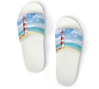 JiuPopular Pantuflas antideslizantes, hermosas luces del norte para hombres y mujeres, toboganes de ducha, Blanco Estilo 6, 42 1/3 EU