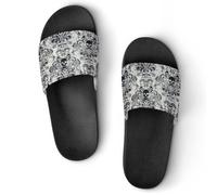 JiuPopular Pantuflas antideslizantes, huesos coloridos y deslizadores de patas para hombres y mujeres, toboganes de ducha, Estilo negro 5, 38 2/3 EU