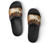 JiuPopular Pantuflas de ducha, zombies Dead Men Walking Body at Night Sliders para hombres y mujeres, deslizadores antideslizantes, Estilo negro, 36 1/3 EU
