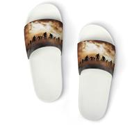 JiuPopular Pantuflas de ducha, zombies Dead Men Walking Body at Night Sliders para hombres y mujeres, deslizadores antideslizantes, Estilo blanco, 38 2/3 EU