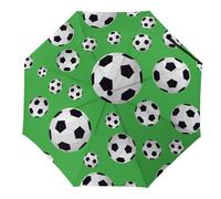 JiuPopular Paraguas plegable, bonito diseño de búho, paraguas de viaje resistente al viento, resistente a la lluvia, Balón de fútbol, Manual