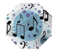 JiuPopular Paraguas plegable, paraguas arco iris paz amor, paraguas de viaje, paraguas de apertura y cierre automático para resistente al viento, resistente a la lluvia, Nota musical de lunares