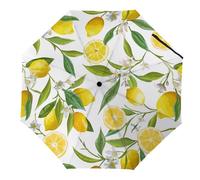 JiuPopular Paraguas plegable, paraguas con estampado de guepardo rosa, paraguas de viaje resistente al viento y a la lluvia, Amarillo Limón, Manual