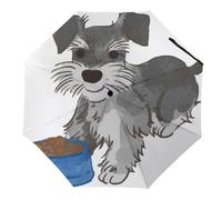 JiuPopular Paraguas plegable, paraguas de boxeo Boston Terrier, paraguas de viaje, apertura y cierre automático, resistente al viento y a la lluvia, Schnauzer Dog, Automatic