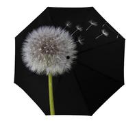 JiuPopular Paraguas plegable, paraguas de bulldog francés, paraguas de viaje resistente al viento y a la lluvia, Semillas de diente de león, Manual