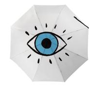 JiuPopular Paraguas plegable, paraguas de calavera azul con impresión D, paraguas de viaje con apertura y cierre automático para resistente al viento, resistente a la lluvia, Mal de ojo, Automatic
