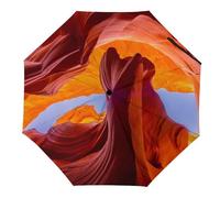 JiuPopular Paraguas plegable, paraguas de escamas de pez arcoíris, paraguas de viaje de apertura y cierre automático para resistente al viento, resistente a la lluvia, Antelope Canyon, Automatic