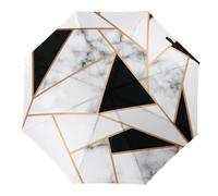 JiuPopular Paraguas plegable, paraguas de escamas de pez arcoíris, paraguas de viaje de apertura y cierre automático para resistente al viento, resistente a la lluvia, Textura de mármol negro