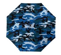 JiuPopular Paraguas plegable, paraguas de frutas y cerezas, paraguas de viaje resistente al viento y a la lluvia, Camuflaje azul, Manual