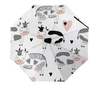 JiuPopular Paraguas plegable, paraguas de mármol gris oro rosa, paraguas de viaje con apertura y cierre automático para resistente al viento, resistente a la lluvia, Bonita vaca de ganado, Automatic