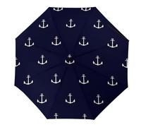 JiuPopular Paraguas plegable, paraguas de notas musicales, paraguas de viaje resistente al viento y a la lluvia, Anclajes simples con temática náutica, Manual
