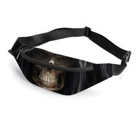 JiuPopular Riñonera ajustable con diseño de calavera aterradora con sombrero negro, para correr, caminar, senderismo