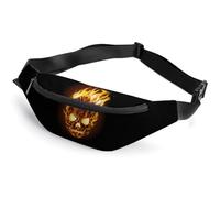 JiuPopular Riñonera ajustable con diseño de calavera con llama, para correr, caminar, senderismo