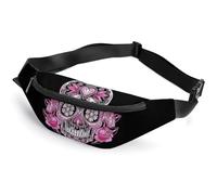 JiuPopular Riñonera ajustable con diseño de calavera de azúcar rosa para correr, caminar, senderismo