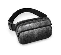 JiuPopular Riñonera ajustable con purpurina plateada brillante para correr, caminar, senderismo