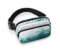 JiuPopular Riñonera ajustable para correr, caminar, senderismo y color azul con purpurina