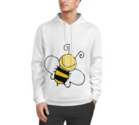 JiuPopular Sudaderas con capucha para hombre, con estampado de libélula colorida, linda cacatúa, manga larga, informal, con bolsillos, Abeja pequeña, 4XL