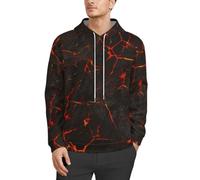 JiuPopular Sudaderas con capucha para hombre, diseño de perro salchicha de Navidad, con capucha de manga larga, informal, con bolsillos, Grieta de lava volcánica, XL