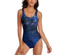 JiuPopular Traje de baño para mujer, conjunto de bikini de dibujos animados de elefante, traje de baño de una pieza, Aurora Starry Sky Space Starry Night Sky, XL