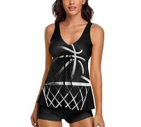 JiuPopular Trajes de baño para mujer, lindo tankini de perro carlino para mujer con pantalones cortos, trajes de baño para surf, buceo, Baloncesto., XXL
