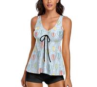 JiuPopular Trajes de baño para mujer, tankini de perro salchicha para mujer con pantalones cortos, trajes de baño para surf, buceo, Colorido globo aerostático, M