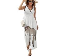 JiuPopular Vestido sin mangas, hermoso vestido de olas del océano, vestido largo casual de verano con cuello en V para laydies, Lindo burro, XXL