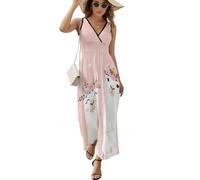 JiuPopular Vestido sin mangas, vestido con estampado de vaca, cuello en V, vestidos largos casuales para usar en verano, Bonita llama., XXL